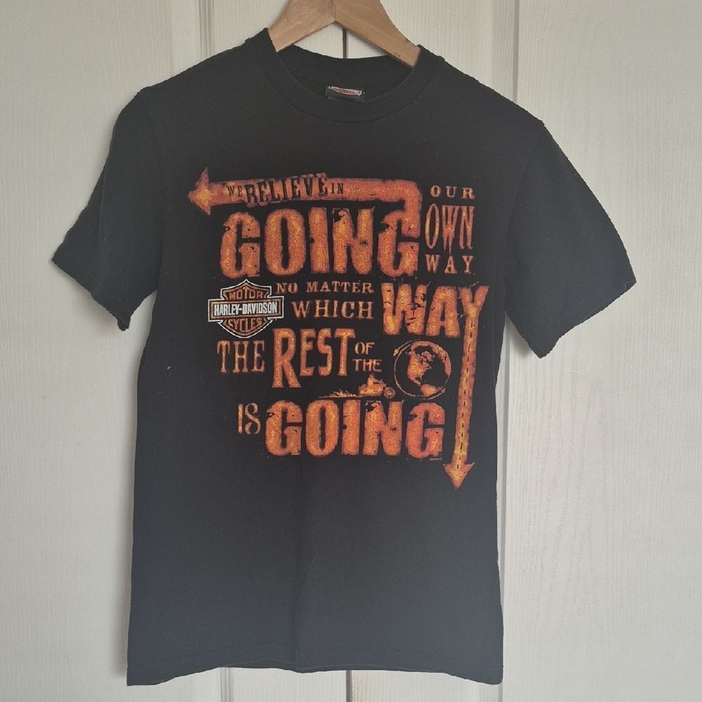 Harley-Davidson Black Tee with Orange Graphics